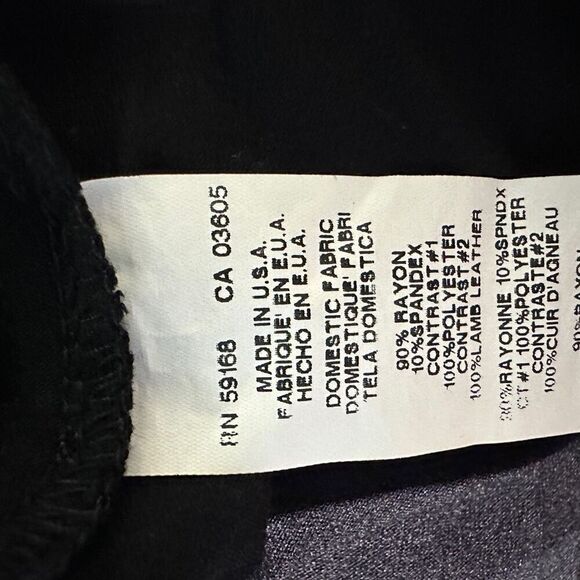 Black athletic tunic with leather sleeve accent - Picture 7 of 8